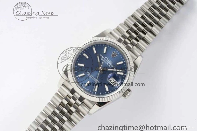0103 EasyCare DateJust 36 DIWF 1:1 Best Edition 904L Steel Blue Stick Dial on Jubilee Bracelet SA 2317